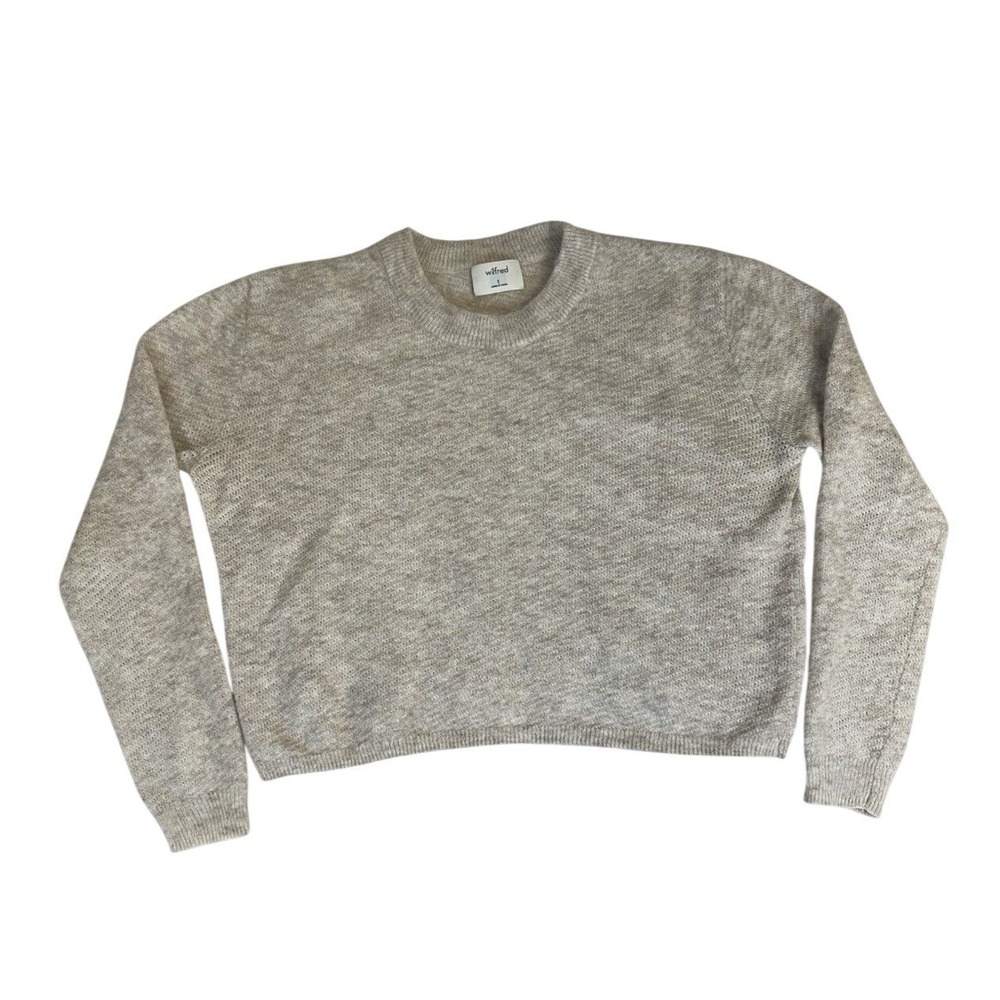 Wilfred Aritzia‎ Alpaca Blend Cropped Pullover Sweater Oatmeal Beige Size Small